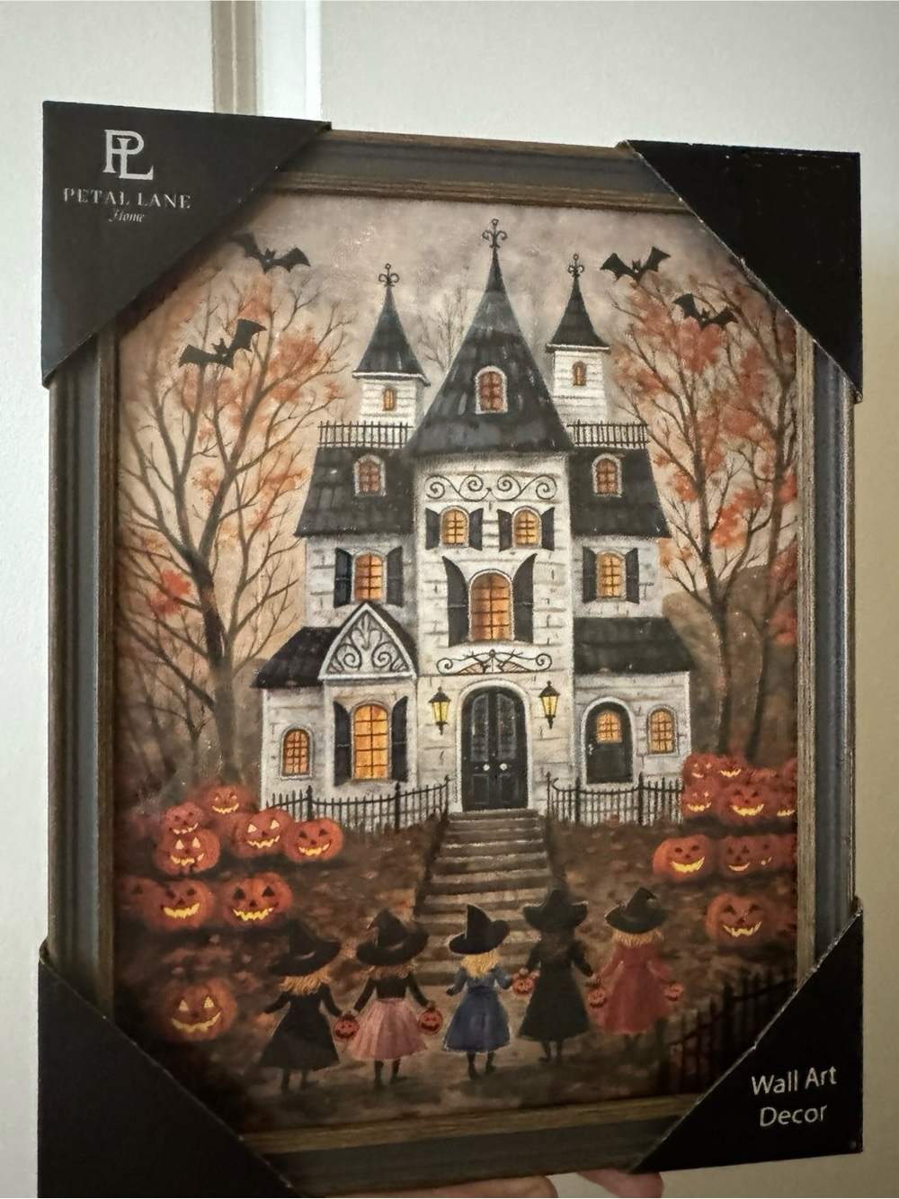 Petal Lane Home Halloween Haunted House Witches Framed Wall Art Decor 11x14